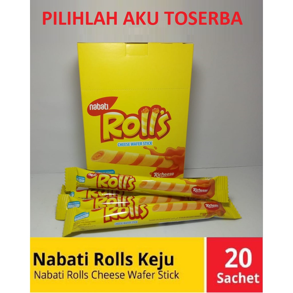 Nabati Rolls Cheese / Keju Wafer Stick isi 20 pcs @ 6 gr - (HARGA 1 BOX)