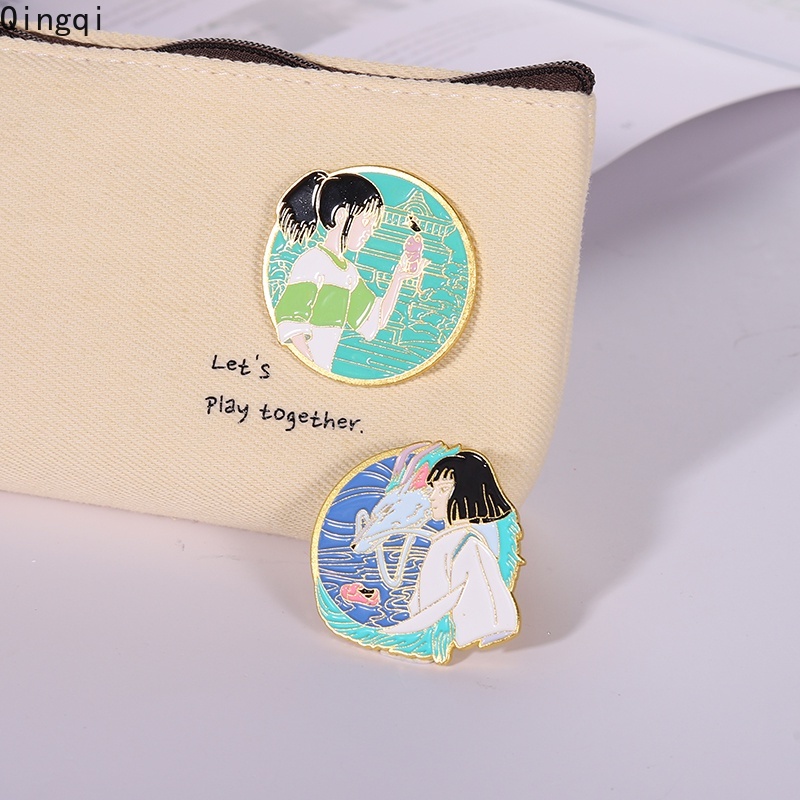 Bros Pin Enamel Desain Kartun Anime Spirited Away Naga Putih Untuk Koleksi