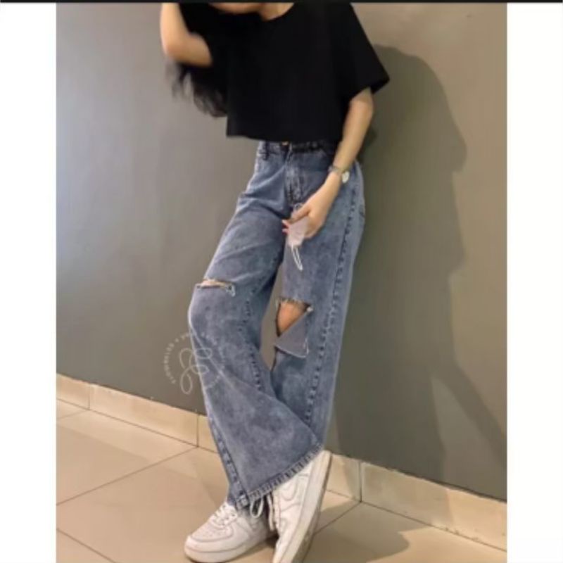 Kulot Jeans Sobek Celana Jeans Kulot Sobek Celana Kulot Sobek Jeans Kulot Sobek Wanita Celana Kulot 