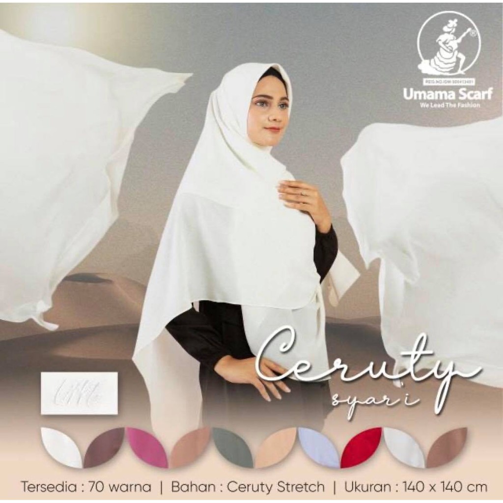 SEGI EMPAT UMAMA SYARI CERUTY / SAUDIA SYAR'I / HIJAB JILBAB KERUDUNG JUMBO CERUTY by umama scraft