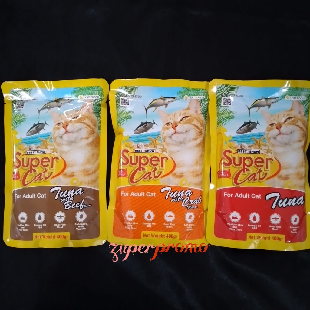 Super Cat Pouch Adult 400gr / Makanan Basah Kucing Dewasa