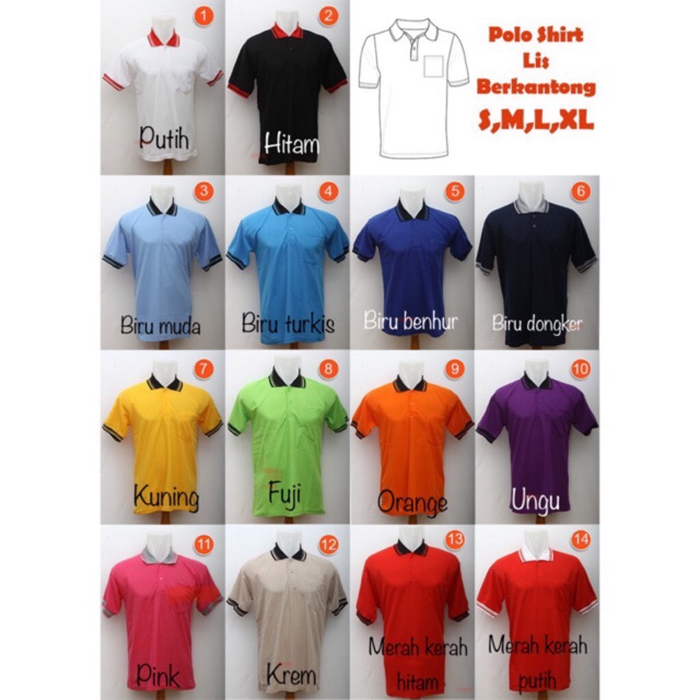 Kaos kerah Polo shirt saku / kantong KOMBINASI cowok/pria