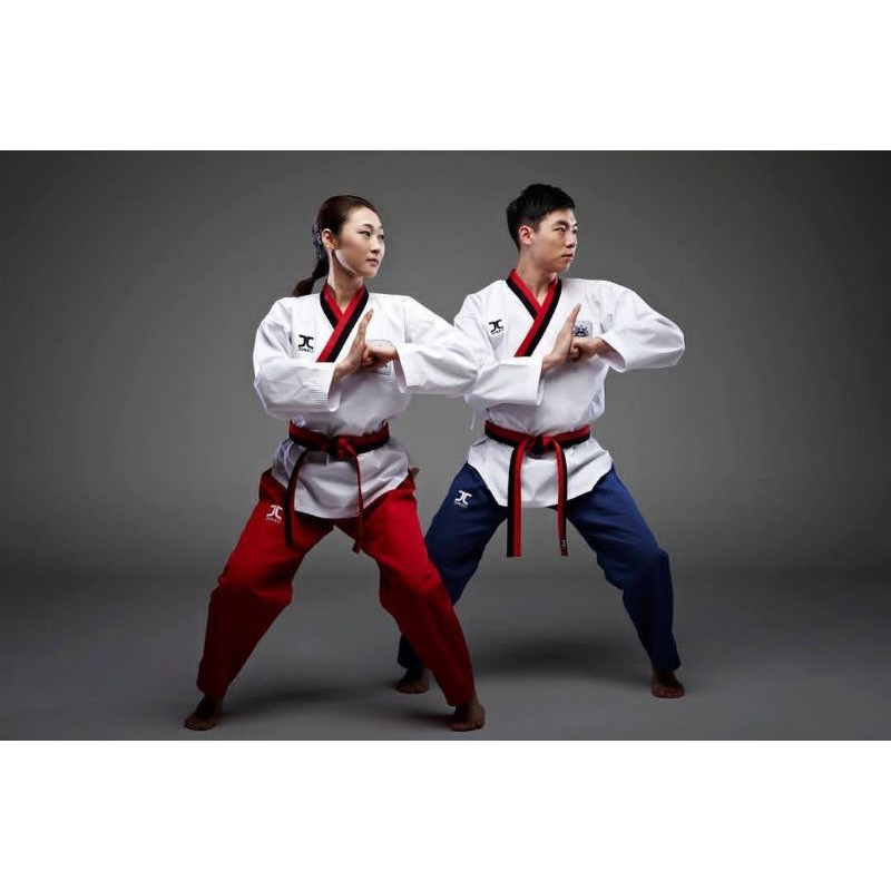 DOBOK POOMSAE JCALICU tipe DIAMOND KERAH POOM MERAH HITAM