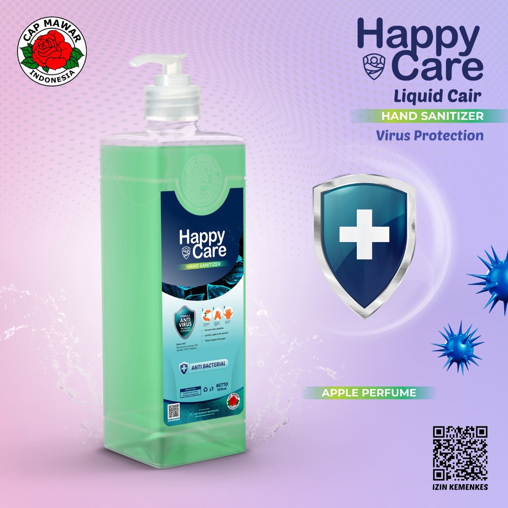 Hand Sanitizer Cair Liquid Anti Bacterial Perawatan Tangan 500ml Happy Care