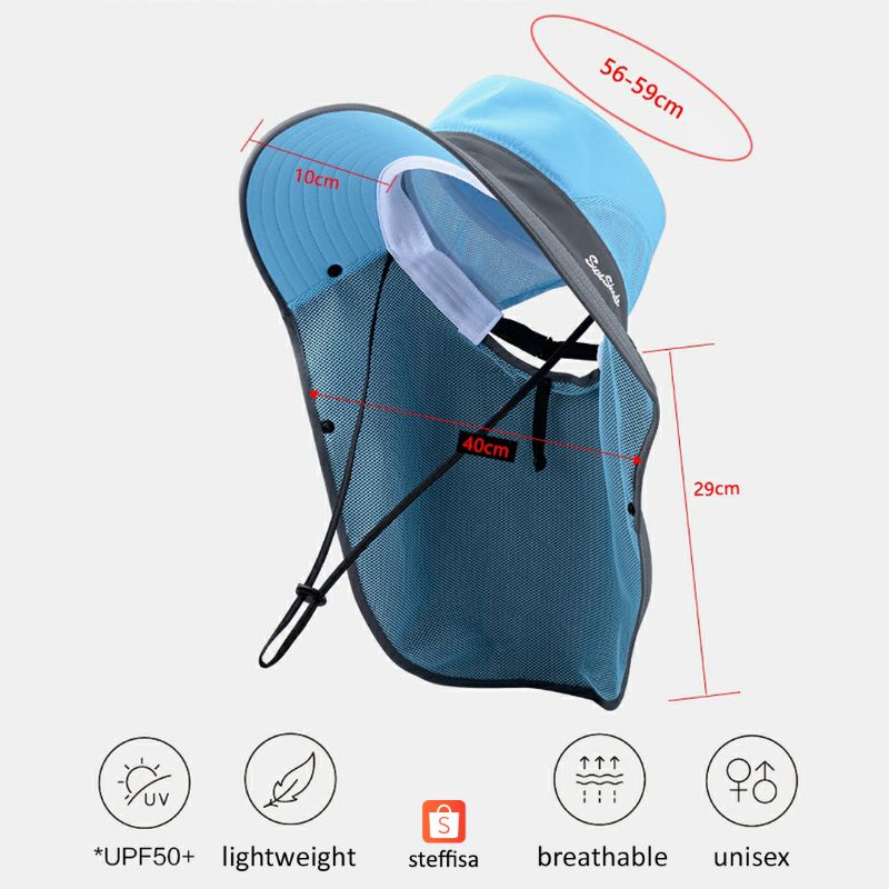 TOPI NELAYAN 3in1 | sunshade fisherman outdoor fishing gardening hat impor anti UV matahari ringan breathable masker pelindung wajah leher unisex pria wanita dewasa musim panas mancing berkebun