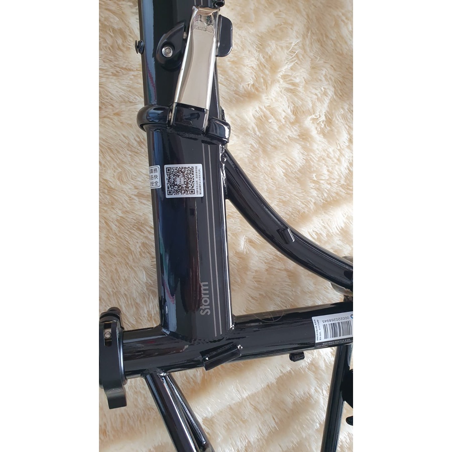 Frame Fork plus Handlepost Fnhon Storm V Brake 20 22 inch Warna HITAM GLOSSY Chromlly