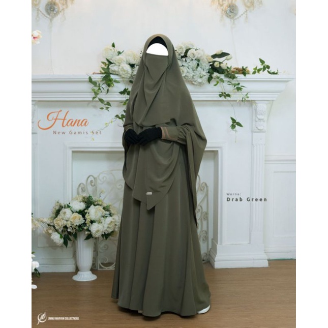 Hana Set/ Setelan Gamis Khimar Syari by Elzamie