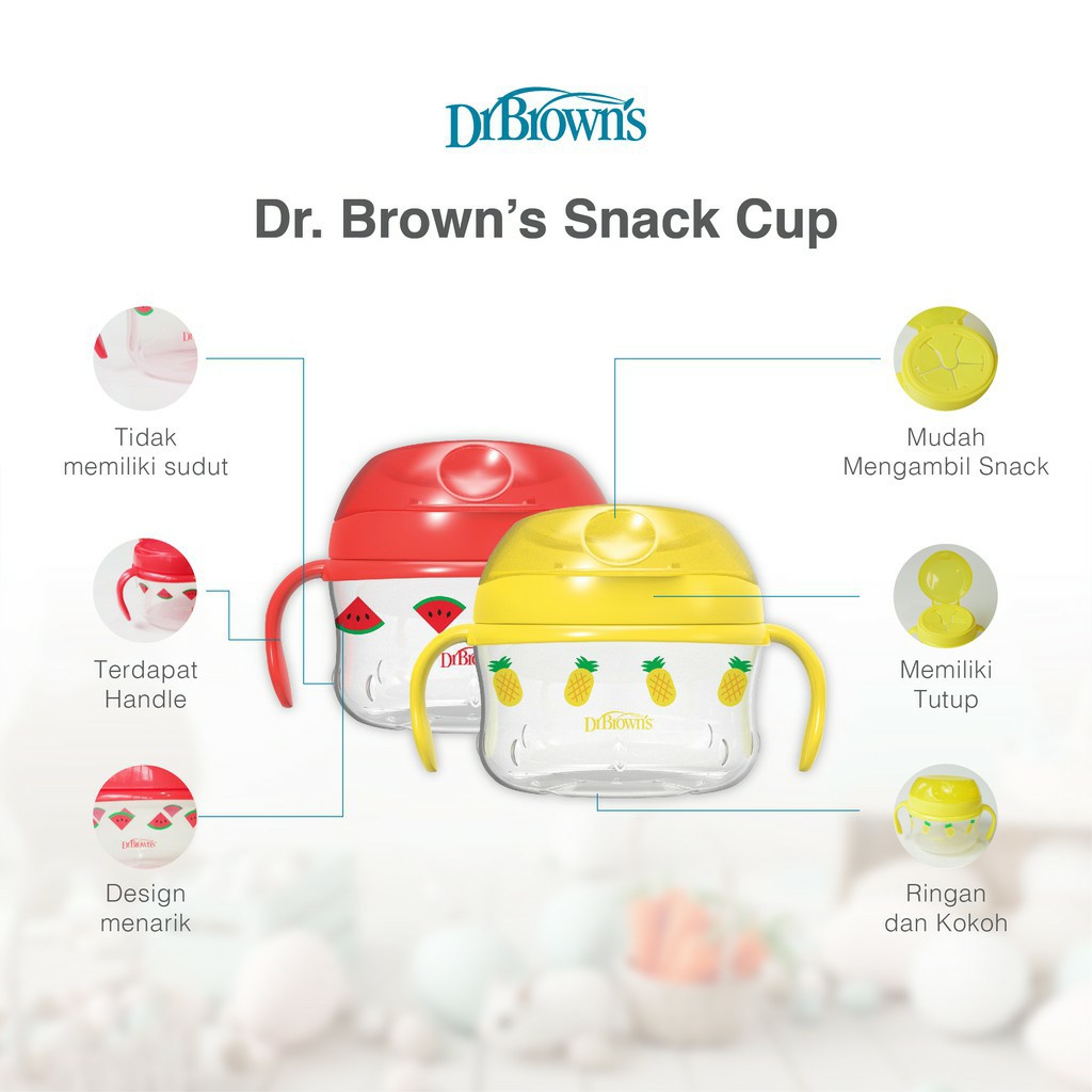 Dr Browns Snack Cup Wadah Cemilan Anak Bayi dengan Tutup dan Gagang yang Bisa Dilepas