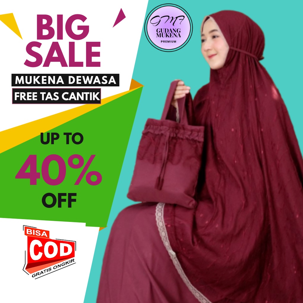 Mukena Brukat Brokat Renda Mewah Premium Terbaru Tile Tille Tileu Jumbo Dewasa Free Tas Cantik