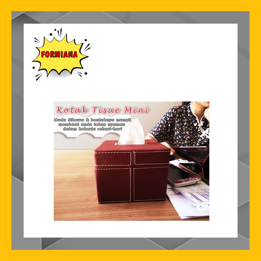 FM - Tempat tisu kulit Mini sintetis (oscar) 12.5 x 9.5 Tissue box / kotak tissue / kotak tisu