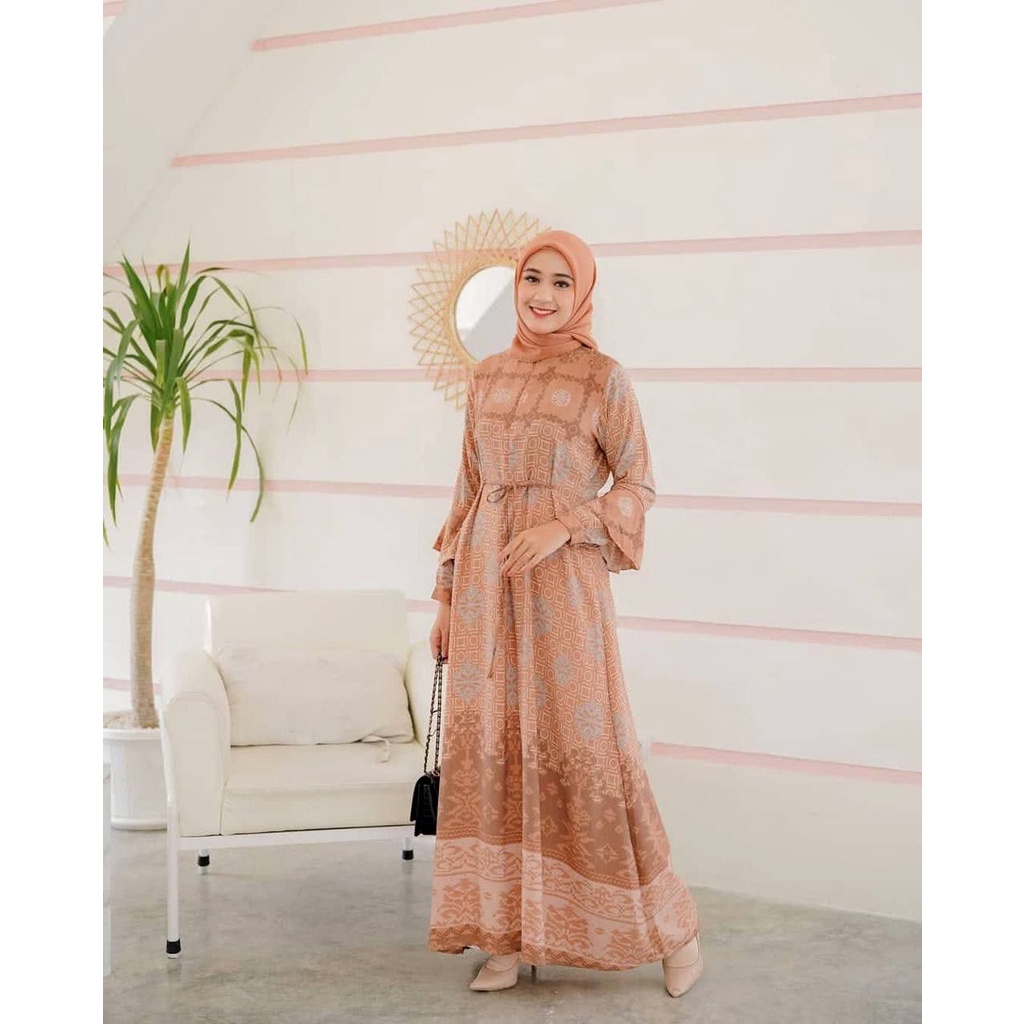 Camelia Dress - Gamis Terbaru Maxmara Lux Ori Premium Dress Wanita Lengan Panjang Maxi Dress Kekinian LD 112 cm