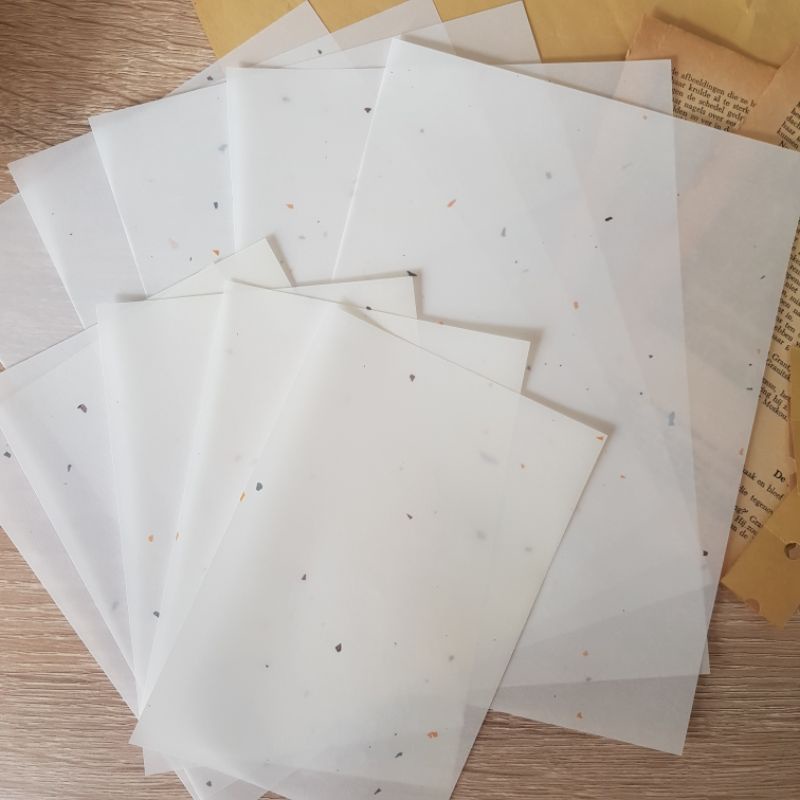 5pcs Premium Transparent Paper Pack / Paket Kertas Kalkir Premium Motif Bercak Warna Murah Estetik
