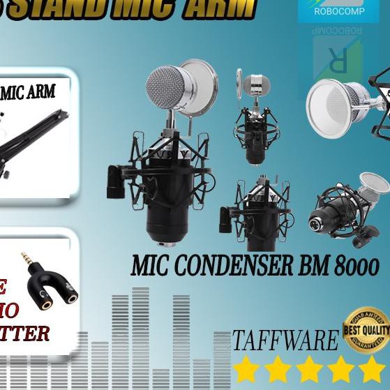➲ Fullset Mic BM-8000 Original TAFFWARE +Stand Arm+Audio Splitter ♦
