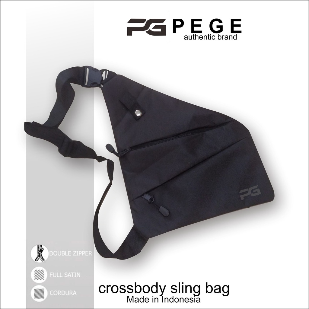 Tas Selempang Bahu Pria PEGE Keren CrossbodyBag Cowok Model Slingbag Korea Style Bisa Dipakai Sebagai Tas Dada Model Polos - PG 8912