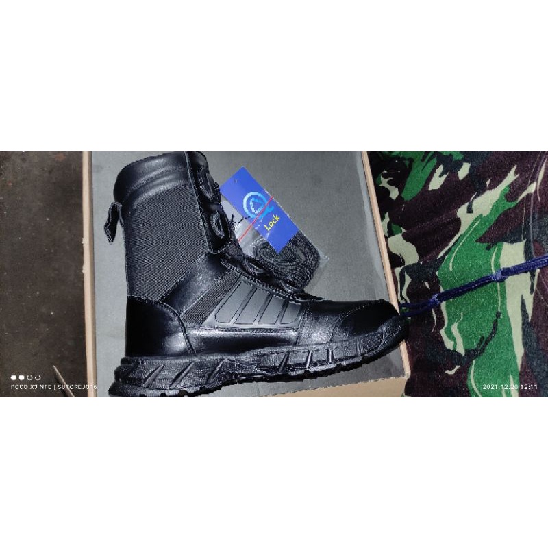 sepatu boots kulit pdl tali putar jatah tni al