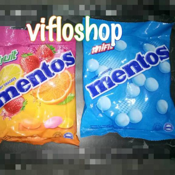 

[DISC NO FREE] Grosir & Eceran Permen Mentos Mint & Mentos Buah Kemasan 135 gram (isi 50 pcs)