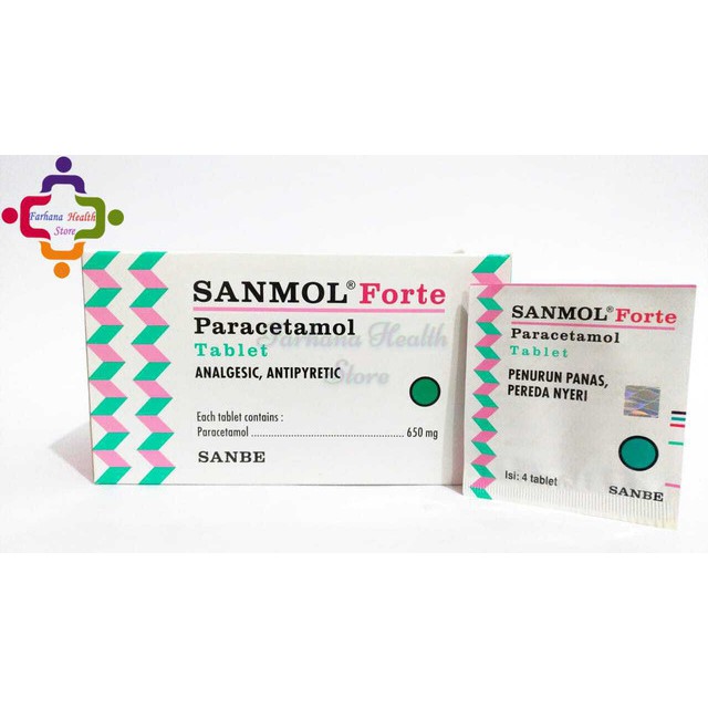 Original Sanmol Forte 650 mg Strip 4 Tablet / Paracetamol Untuk Demam & Nyeri Paten