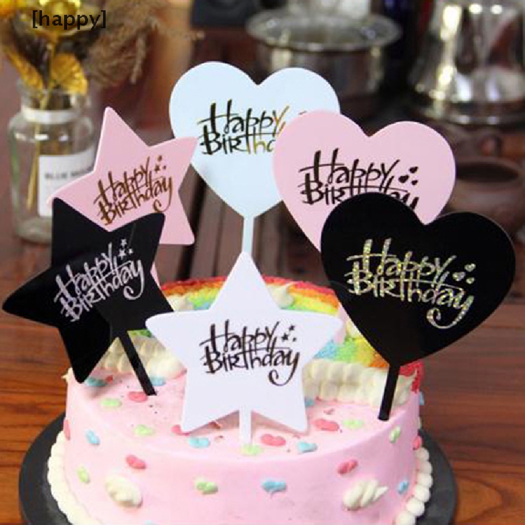 1pc Topper Kue Desain Happy Birthday Bahan Akrilik Untuk Dekorasi Pesta