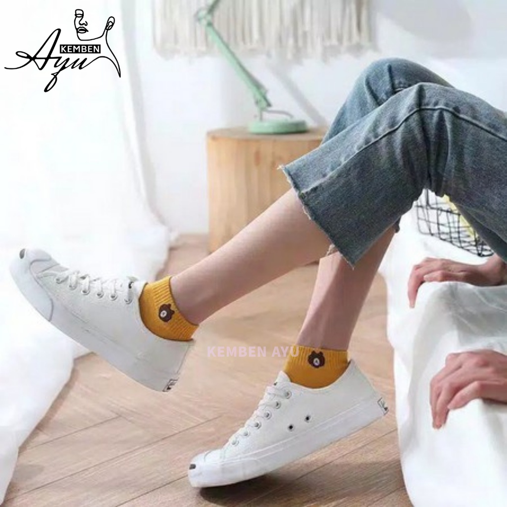 Kaos Kaki Pendek Ankle Wanita Dewasa Motif Beruang Tebal Ala Korea Kaoskaki Bear Tipis Semata Cewek Pelangi Invisible Low Socks Nibras Lucu Mini Tumit Warna Hitam Peach Pastel Kulit Angle Minion Anti Slip Kain Angkle Polos Bts Mata Halus Import Premium-3