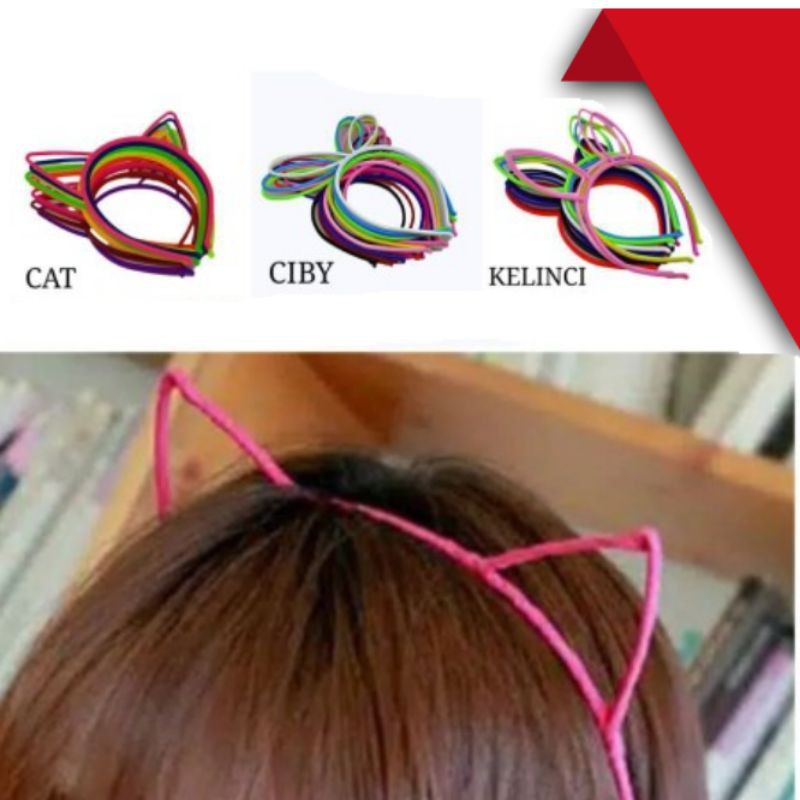 12pcs Bando Rambut Tulang Polos Bermodel Telinga Grosir