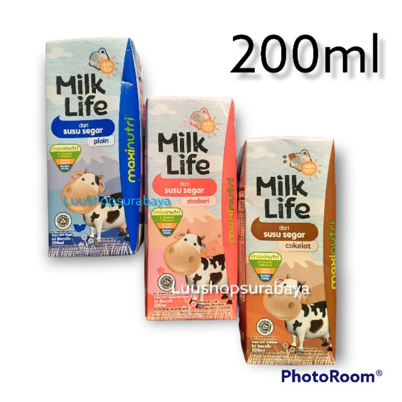 

Milk Life Susu Cair UHT 200ml Coklat/Plain/Strawberry