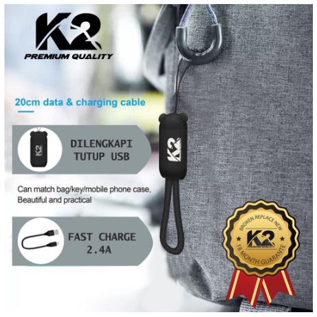 Kabel Data PANDA K2-C06 K2PREMIUM QUALITY MICRO USB V8 20cm 2.4A Fast