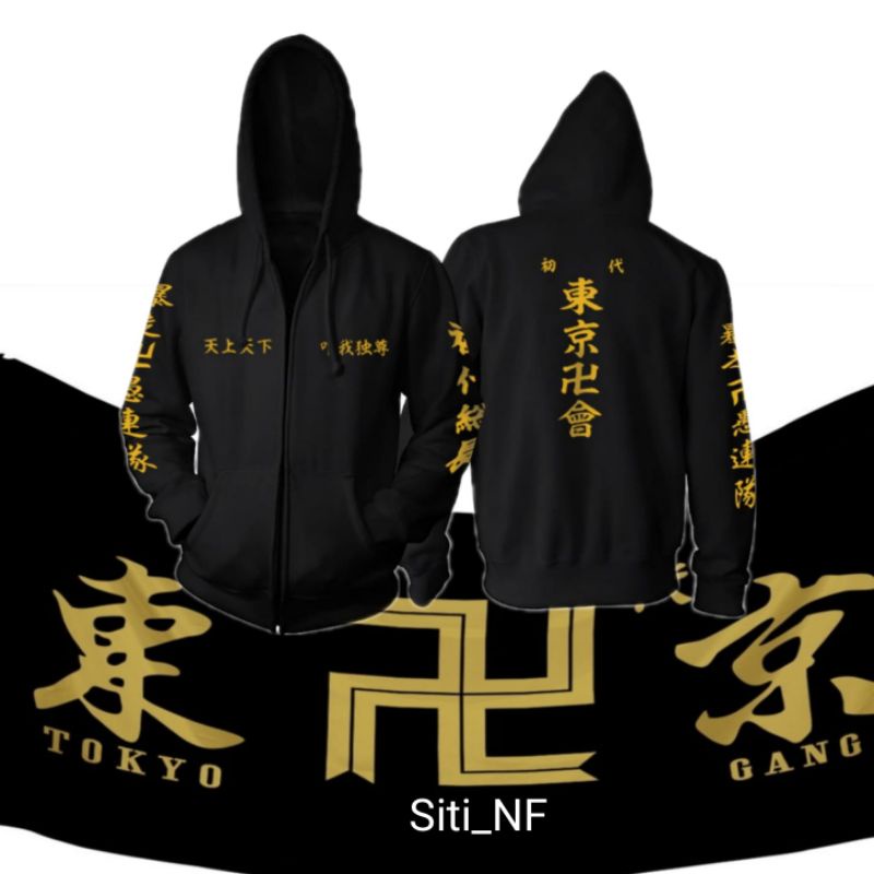 jaket anime tokyo revengers gang gold zipper