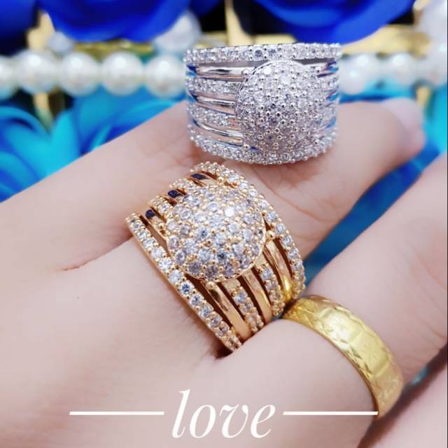 Cincin cantik lapis emas perhiasan wanita