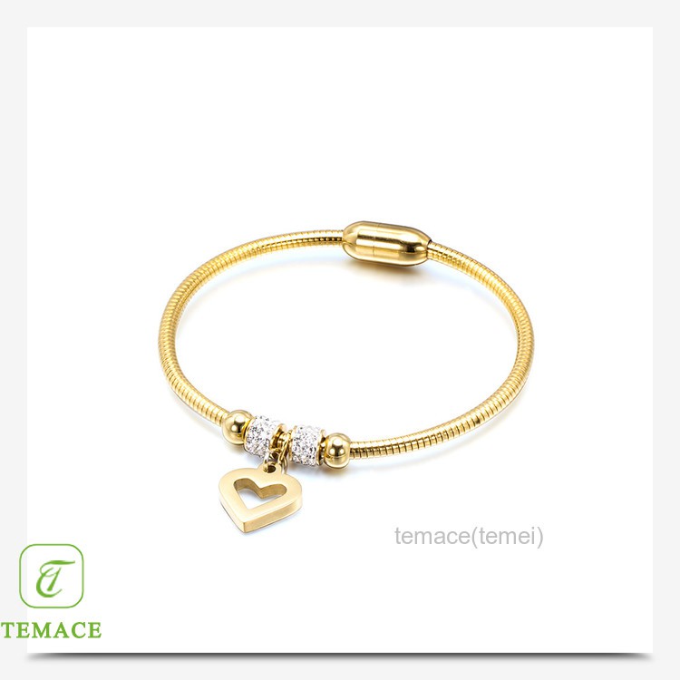 Gelang Titanium Premium Kulit asli Baja tahan karat Menenun Tombol Wanita bracelet wedding