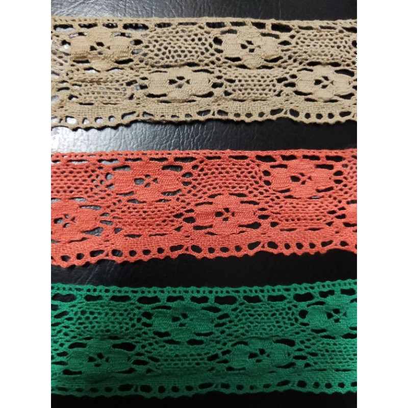 Renda bordir rajut/ kait renda mukena renda pinggir renda katun bordir renda hijau renda kream