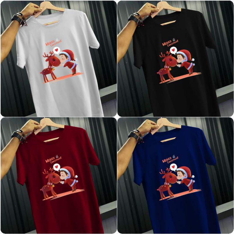 KAOS NATAL LUCU BONEKA KISS RUSA / OBLONG NATAL UNTUK GEREJA COUPLE