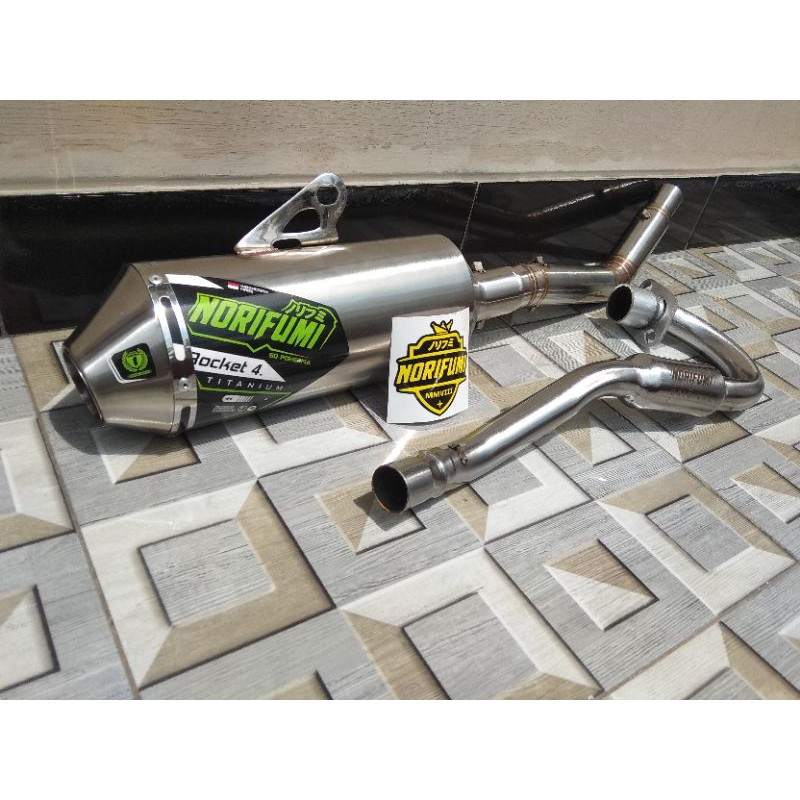 Knalpot Norifumi Rocket 4 Titanium KLX-DTRACKER-BF-CRF 150 stenlis suara bass