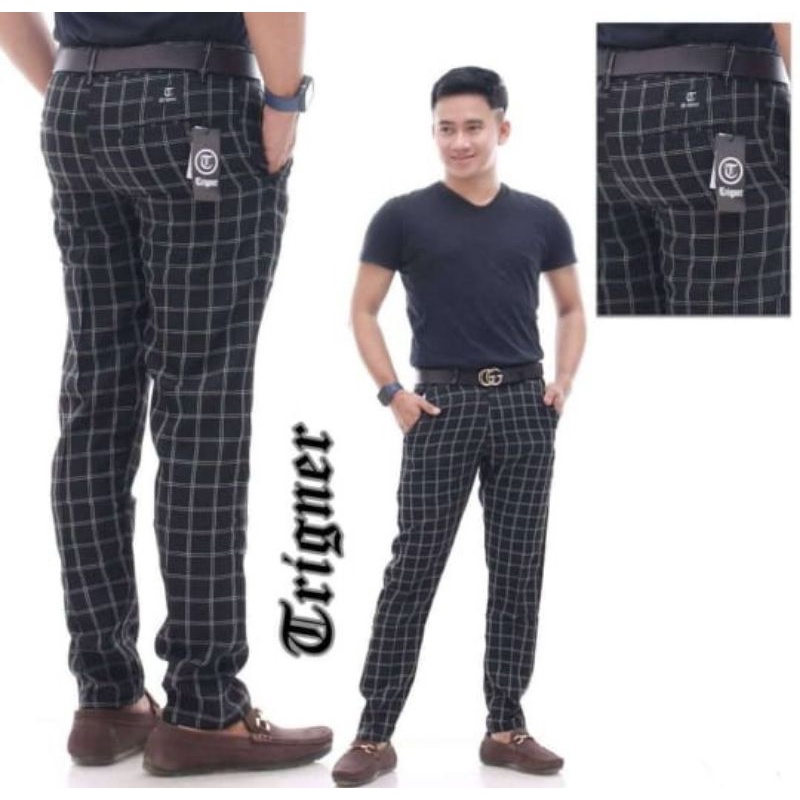 Celana Tartan Pria Premium Chino . Celana  Cino Pria Premium