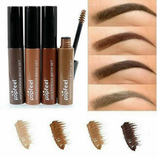 SHINE STAR - [COD/BAYAR DI TEMPAT] Popfeel Eyebrow Gel Waterproof Long Lasting Eyebrow Cream Tint Cosmetic Tools Halal 4 Varian / Pensil Alis Mascara Waterproof Tahan Lama