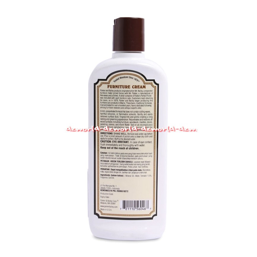 Parker &amp; Bailey Furniture Cream 473ml Krim Pembersih Furnitur Aroma Lemon Parkers