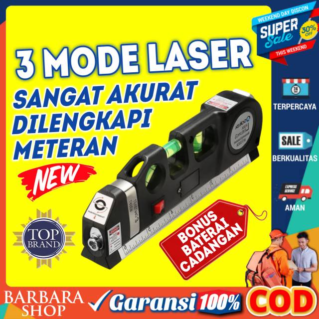 Penggaris Laser Waterpass Meteran Laser Fixit Level Pro 3 Penggaris Tukang pasang Keramik 250 Cm COD