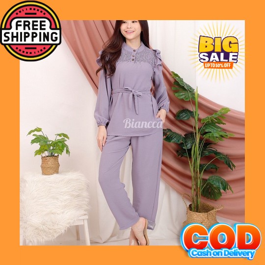 Setelan Polos Setelan One Set Setelan Wanita,Setelan Import,Setelan Te Setelan Crinkle Vania Set Set