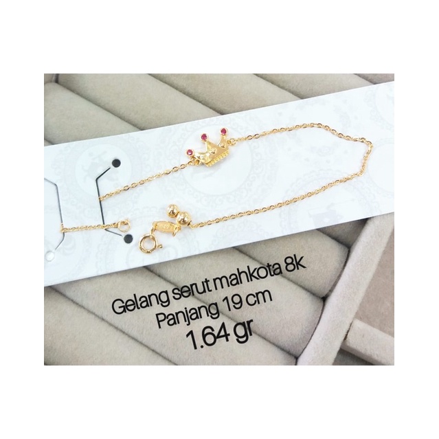 GELANG WANITA DEWASA EMAS ASLI ALICE IN WONDERLAND UBS KADAR 375/8K PANJANG 19CM BISA DISERUT