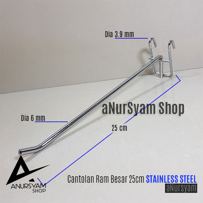 Cantolan Kawat Ram Dinding 25 cm Besar STAINLESS / Gantungan Display Kawat Ram STAINLESS STEEL