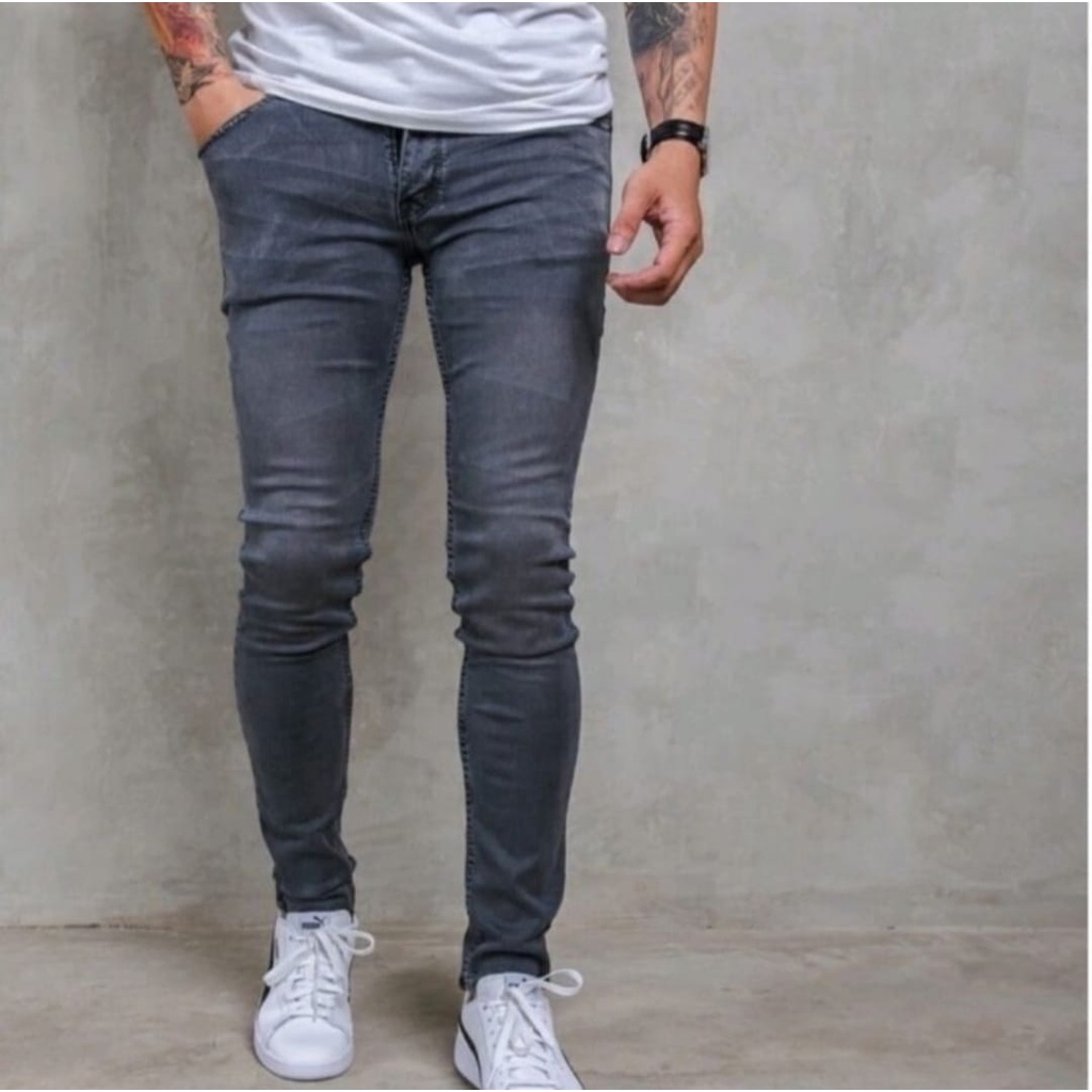 pull n bear jeans skinny pria stretch / celana pensil pria