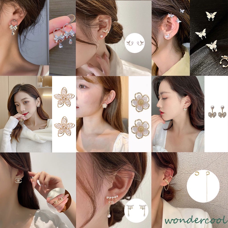 Anting Tusuk Gantung Temperament Desain Hati / Pita / Mutiara Gaya Korea / Elegan Untuk Wanita-Won