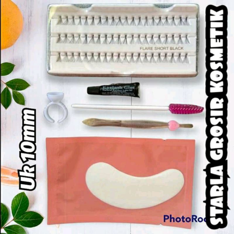 Paket eyelash extension sendiri dirumah varian short uk 12mm / peralatan eyelash / bulu mata tanam h