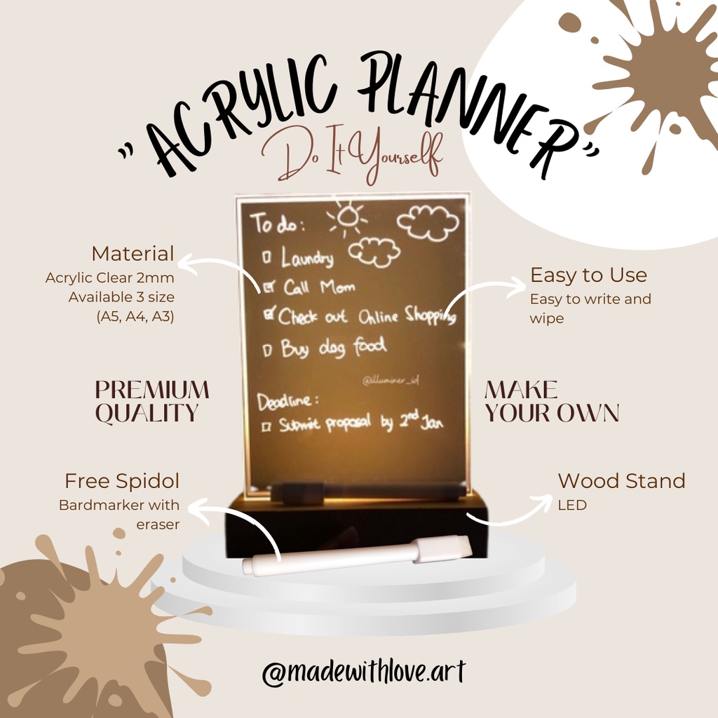 

Acrylic Planner || Akrilik To Do List || Akrilik Board DIY || Lampu Tidur