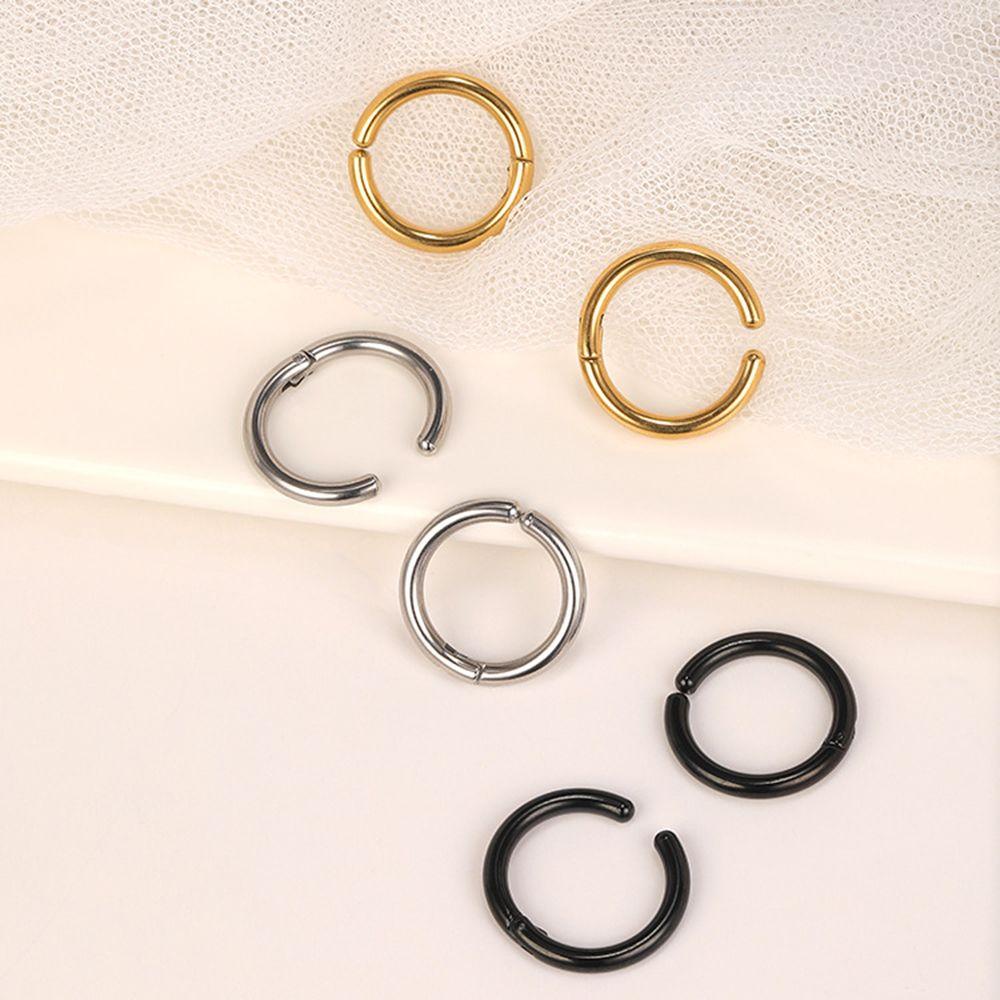 Anting Hoop Cuff Nanas Bergaya Menjuntai Titanium Steel Ear Cuff