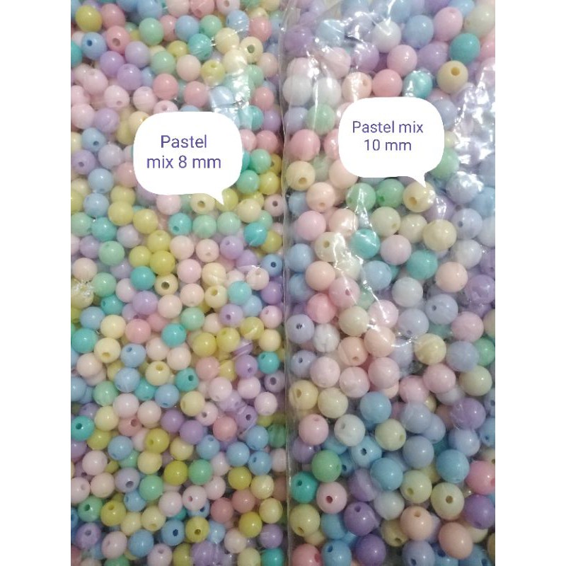 Grosir Mote manik  susu bulat meronce warna pastel 4, 6, 8, 10 mm 1 pon