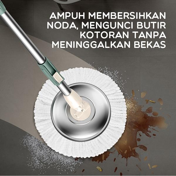 Alat Pel Lantai Kain Fiber dengan Ember Spin Mop Membilas - BCT704