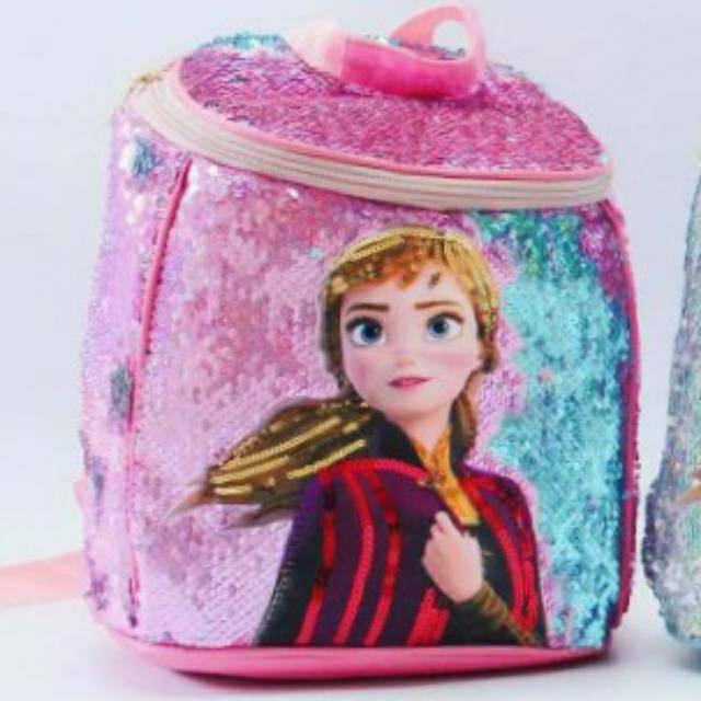 TAS RANSEL ANAK PEREMPUAN MURAH IMPORT FLIP SEQUIN LAMPU ELSA FROZEN