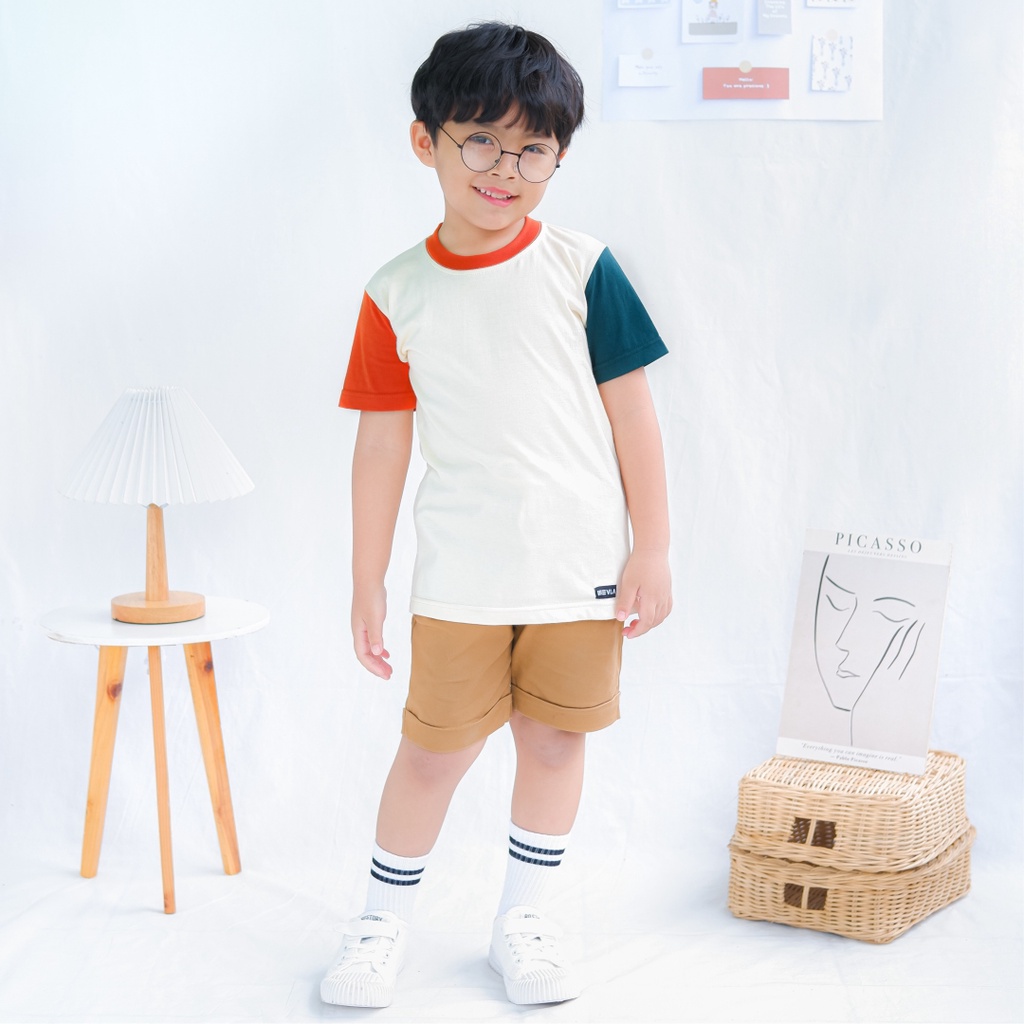 Kaos Anak Polos Laki Laki Perempuan Kombinasi Lengan Branded Premium Original | Ichiro - Mevla Kids