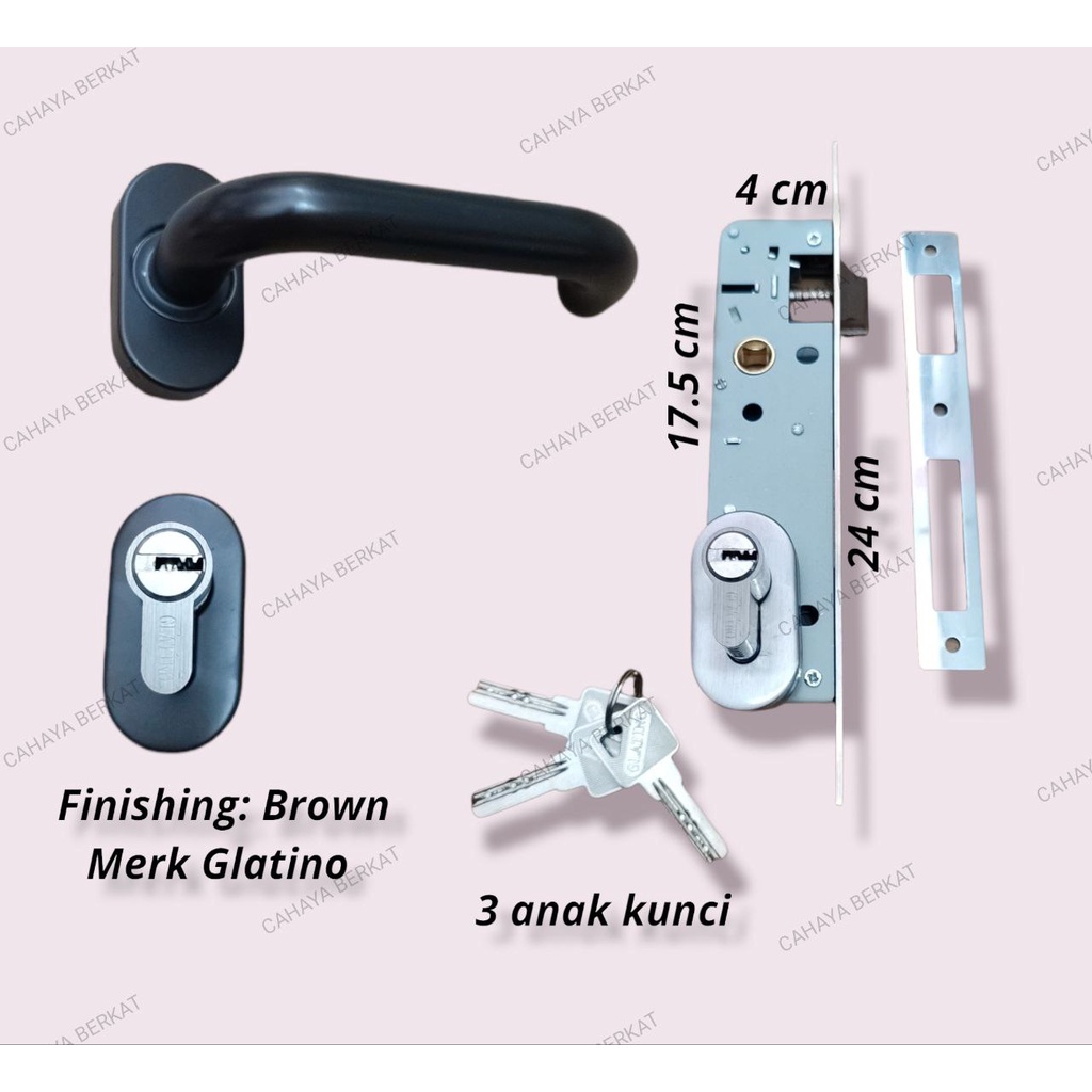 Door Lock Aluminium Glatino Stainless / Kunci Pintu Roses HARGA AGEN