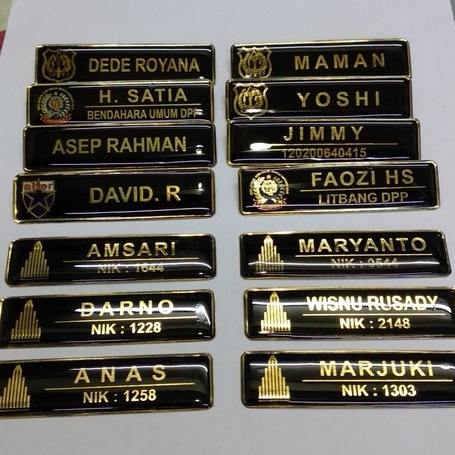 Papan Nama Nama Dada Name Tage Plat KUNINGAN Coating Resing Mewah